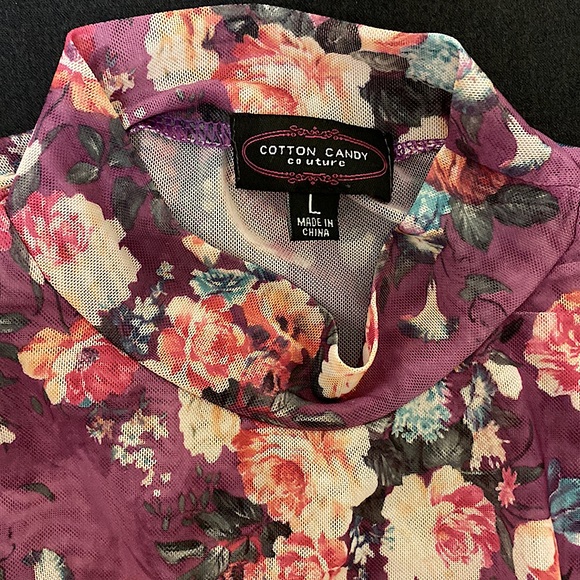 Purple Mesh Floral Bodysuit - Picture 13 of 16